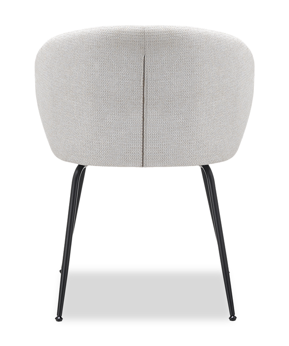 Chaise de salle à manger Evita en métal avec coussin de siège et dossier en tissu - beige