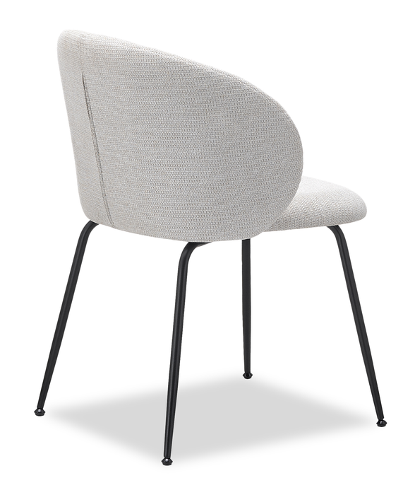 Chaise de salle à manger Evita en métal avec coussin de siège et dossier en tissu - beige