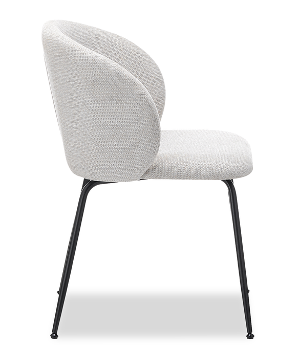 Chaise de salle à manger Evita en métal avec coussin de siège et dossier en tissu - beige