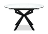 Evita 5pc Dining Set, Table & 4 Beige Chairs, Sintered Stone, 41-54"W Extension - Grey/Black | Ensemble de salle à manger Evita 5 pièces en pierre frittée avec table ronde de 41 po à 54 po (L) avec rallonge et 4 chaises beige - gris et noir