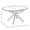 Evita Dining Table with Extension Sintered Stone Top, 41-54"W Round, Metal - Grey/Black | Table de salle à manger ronde Evita de 41 po à 54 po (L) en métal avec rallonge et dessus en pierre frittée - grise et noire