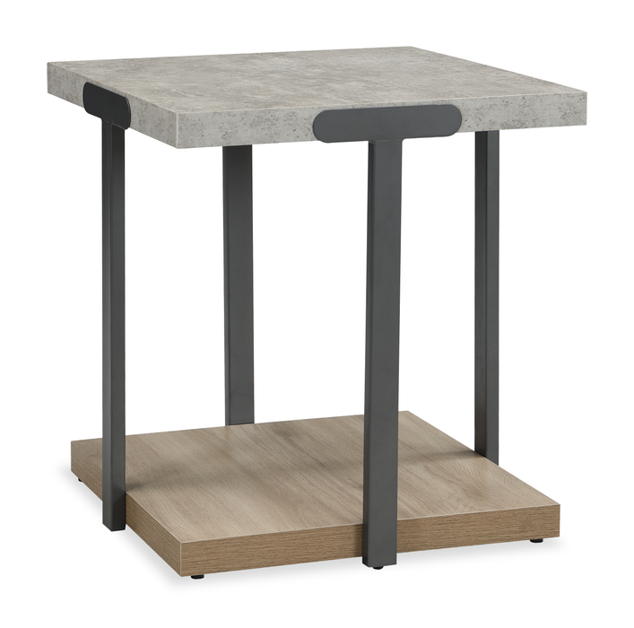 Table de bout carrée Felicity de 22 po avec tablette - grise