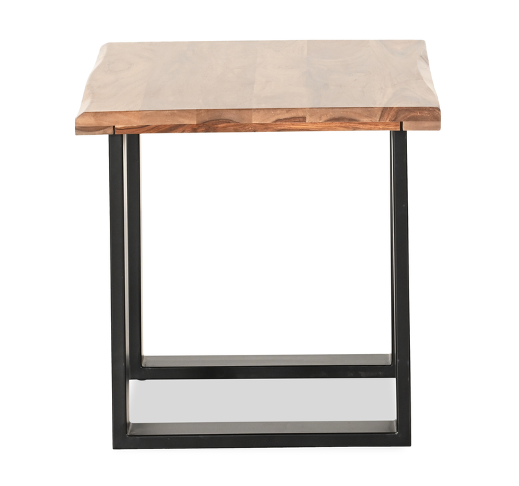 Table de bout contemporaine Fletcher de 24 po avec armature en fer - grès brun