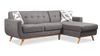Sofa sectionnel de gauche Freeman de Kort & Co. 2 pièces po en tissu d’apparence lin avec pattes en bois - gris anthracite