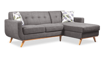  Sofa sectionnel de gauche Freeman de Kort & Co. 2 pièces po en tissu d’apparence lin avec pattes en bois - gris anthracite