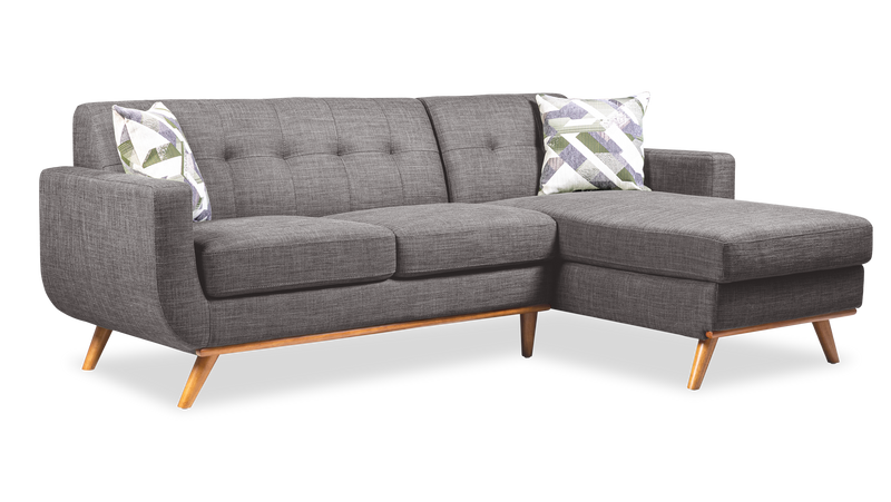 Sofa sectionnel de gauche Freeman de Kort & Co. 2 pièces po en tissu d’apparence lin avec pattes en bois - gris anthracite