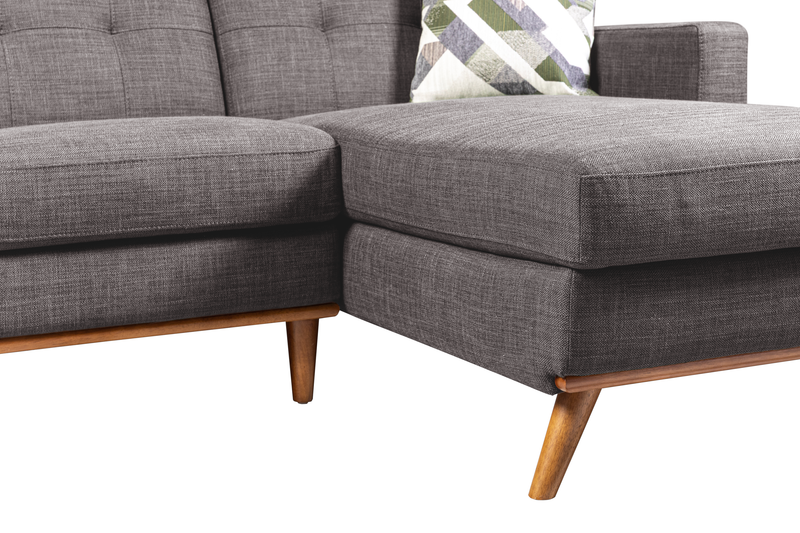 Sofa sectionnel de gauche Freeman de Kort & Co. 2 pièces po en tissu d’apparence lin avec pattes en bois - gris anthracite
