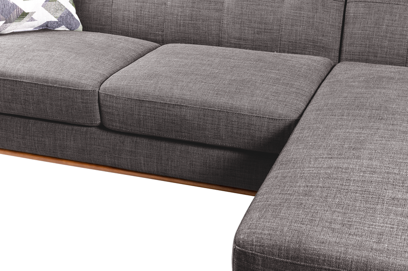 Sofa sectionnel de gauche Freeman de Kort & Co. 2 pièces po en tissu d’apparence lin avec pattes en bois - gris anthracite
