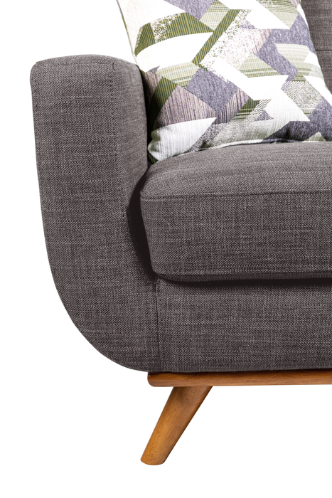 Sofa sectionnel de gauche Freeman de Kort & Co. 2 pièces po en tissu d’apparence lin avec pattes en bois - gris anthracite