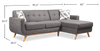 Kort & Co. Freeman 2-Piece Right-Facing Sectional with Wood Legs – Charcoal Grey | Sofa sectionnel de gauche Freeman de Kort & Co. 2 pièces po en tissu d’apparence lin avec pattes en bois - gris anthracite