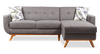 Kort & Co. Freeman 2-Piece Right-Facing Sectional with Wood Legs – Charcoal Grey | Sofa sectionnel de gauche Freeman de Kort & Co. 2 pièces po en tissu d’apparence lin avec pattes en bois - gris anthracite