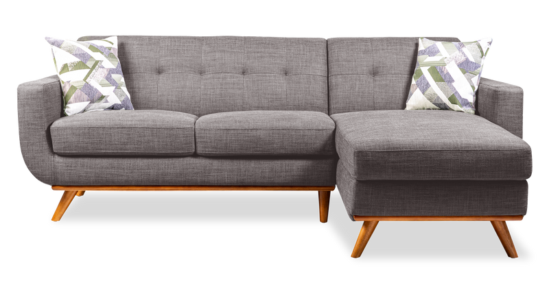 Sofa sectionnel de gauche Freeman de Kort & Co. 2 pièces po en tissu d’apparence lin avec pattes en bois - gris anthracite