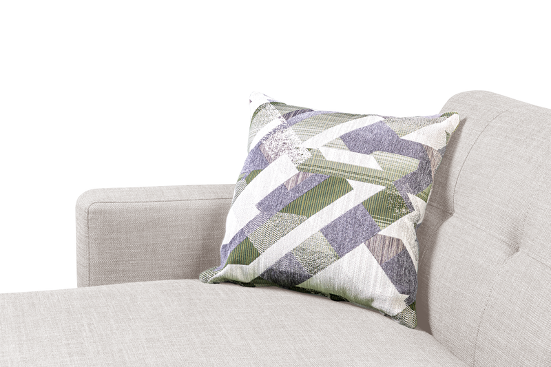 Sofa sectionnel gauche Freeman de Kort & Co. 2 pièces de po en tissu d’apparence lin avec pattes en bois - blanc colombe
