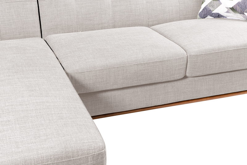 Sofa sectionnel gauche Freeman de Kort & Co. 2 pièces de po en tissu d’apparence lin avec pattes en bois - blanc colombe