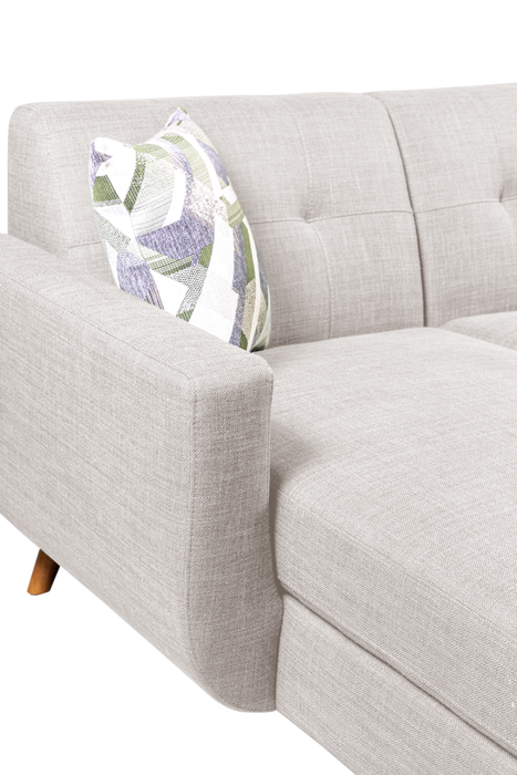 Sofa sectionnel gauche Freeman de Kort & Co. 2 pièces de po en tissu d’apparence lin avec pattes en bois - blanc colombe
