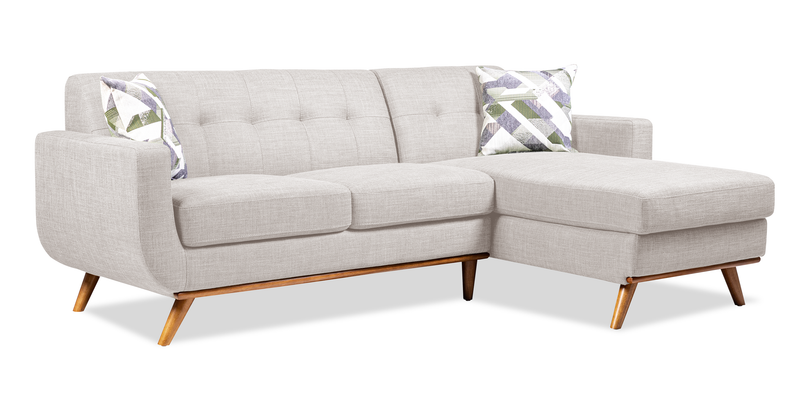 Sofa sectionnel de gauche Freeman de Kort & Co. 2 pièces po en tissu d’apparence lin avec pattes en bois - blanc colombe