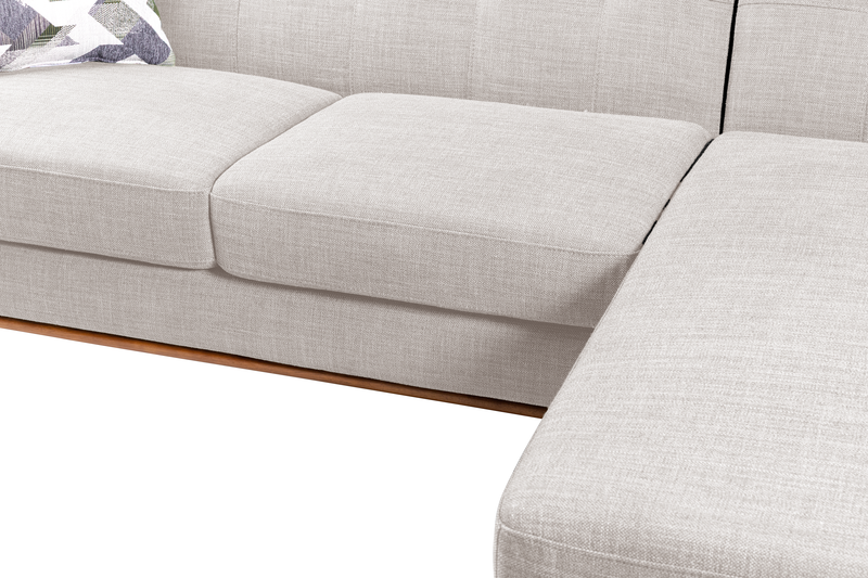 Sofa sectionnel de gauche Freeman de Kort & Co. 2 pièces po en tissu d’apparence lin avec pattes en bois - blanc colombe