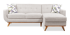 Kort & Co. Freeman 2-Piece Right-Facing Sectional with Wood Legs – Dove White | Sofa sectionnel de gauche Freeman de Kort & Co. 2 pièces po en tissu d’apparence lin avec pattes en bois - blanc colombe