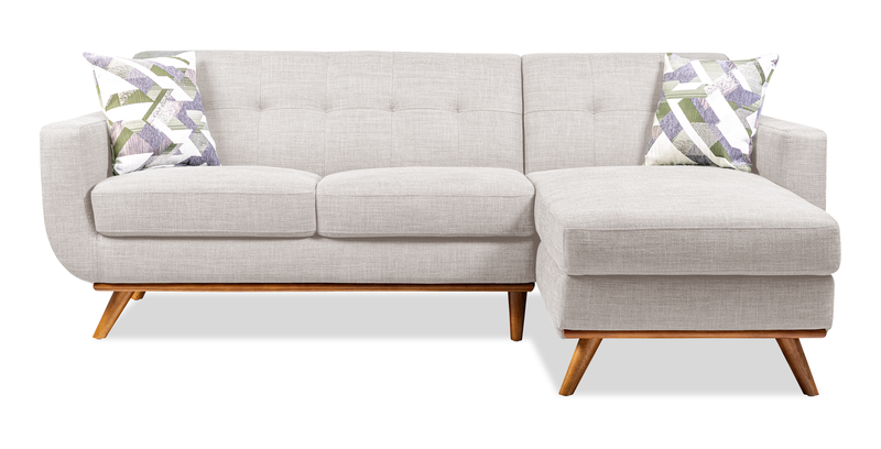 Sofa sectionnel de gauche Freeman de Kort & Co. 2 pièces po en tissu d’apparence lin avec pattes en bois - blanc colombe