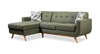 Sofa sectionnel gauche Freeman de Kort & Co. 2 pièces de po en tissu d’apparence lin avec pattes en bois - vert avocat