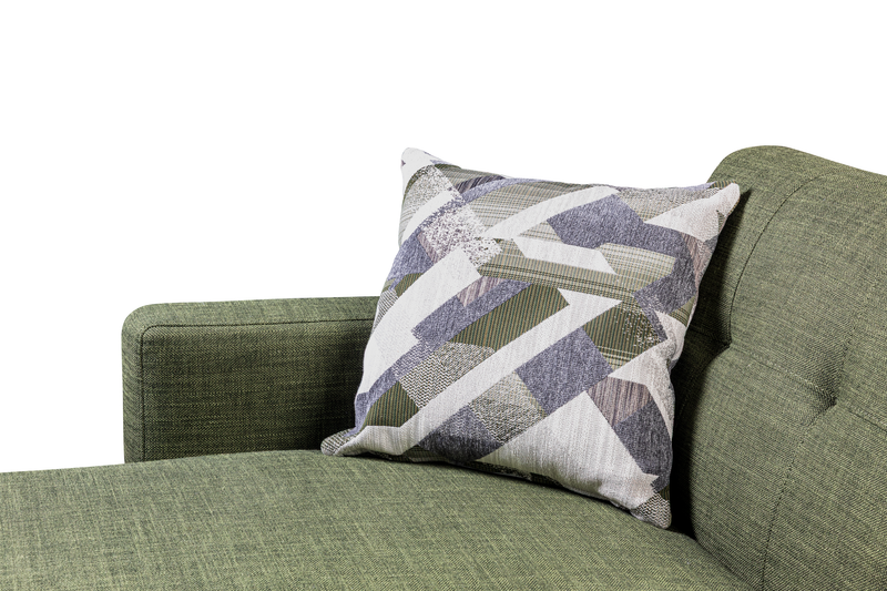 Sofa sectionnel gauche Freeman de Kort & Co. 2 pièces de po en tissu d’apparence lin avec pattes en bois - vert avocat