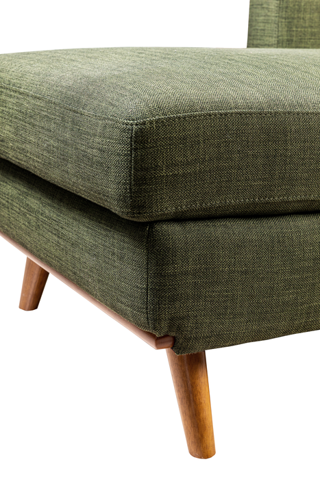 Sofa sectionnel gauche Freeman de Kort & Co. 2 pièces de po en tissu d’apparence lin avec pattes en bois - vert avocat