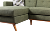 Kort & Co. Freeman 2-Piece Left-Facing Sectional with Wood Legs – Avocado Green | Sofa sectionnel gauche Freeman de Kort & Co. 2 pièces de po en tissu d’apparence lin avec pattes en bois - vert avocat
