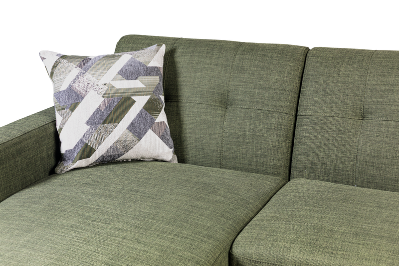 Sofa sectionnel gauche Freeman de Kort & Co. 2 pièces de po en tissu d’apparence lin avec pattes en bois - vert avocat