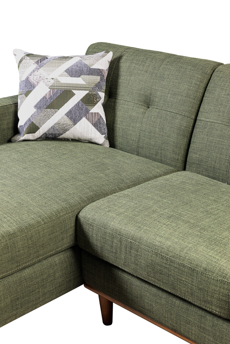 Sofa sectionnel gauche Freeman de Kort & Co. 2 pièces de po en tissu d’apparence lin avec pattes en bois - vert avocat