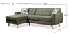 Kort & Co. Freeman 2-Piece Left-Facing Sectional with Wood Legs – Avocado Green | Sofa sectionnel gauche Freeman de Kort & Co. 2 pièces de po en tissu d’apparence lin avec pattes en bois - vert avocat