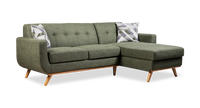 Sofa sectionnel de gauche Freeman de Kort & Co. 2 pièces po en tissu d’apparence lin avec pattes en bois -vert avocat