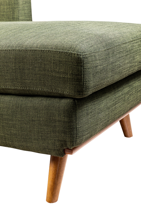 Sofa sectionnel de gauche Freeman de Kort & Co. 2 pièces po en tissu d’apparence lin avec pattes en bois -vert avocat