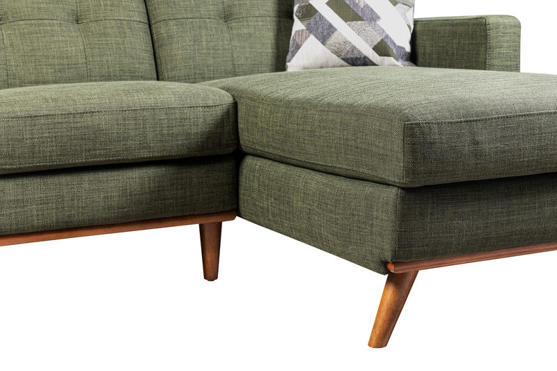 Sofa sectionnel de gauche Freeman de Kort & Co. 2 pièces po en tissu d’apparence lin avec pattes en bois -vert avocat