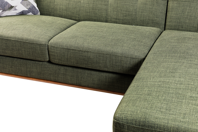 Sofa sectionnel de gauche Freeman de Kort & Co. 2 pièces po en tissu d’apparence lin avec pattes en bois -vert avocat
