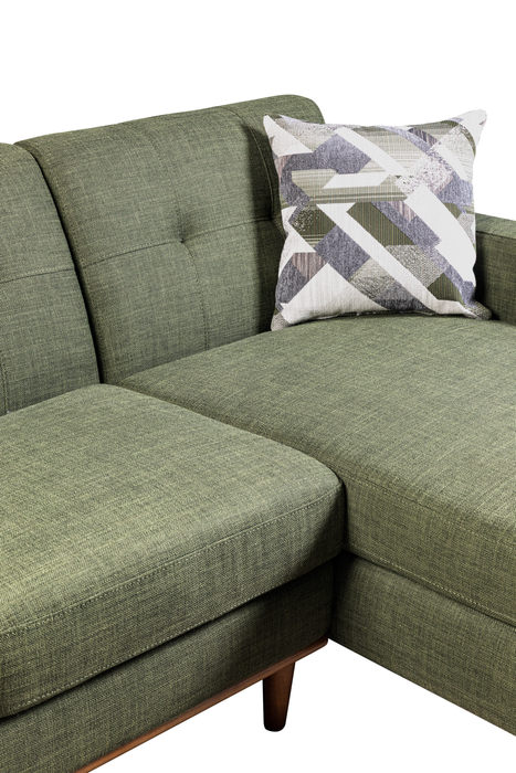 Sofa sectionnel de gauche Freeman de Kort & Co. 2 pièces po en tissu d’apparence lin avec pattes en bois -vert avocat