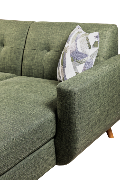 Sofa sectionnel de gauche Freeman de Kort & Co. 2 pièces po en tissu d’apparence lin avec pattes en bois -vert avocat