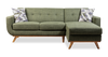 Kort & Co. Freeman 2-Piece Right-Facing Sectional with Wood Legs – Avocado Green | Sofa sectionnel de gauche Freeman de Kort & Co. 2 pièces po en tissu d’apparence lin avec pattes en bois -vert avocat