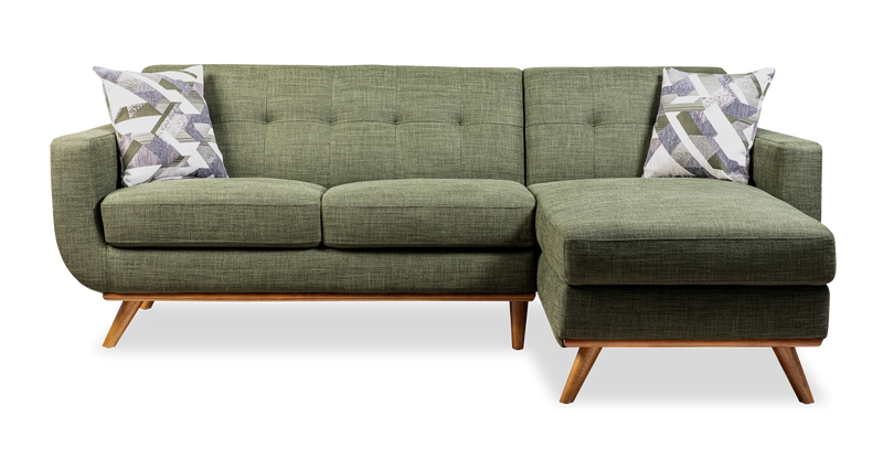 Sofa sectionnel de gauche Freeman de Kort & Co. 2 pièces po en tissu d’apparence lin avec pattes en bois -vert avocat