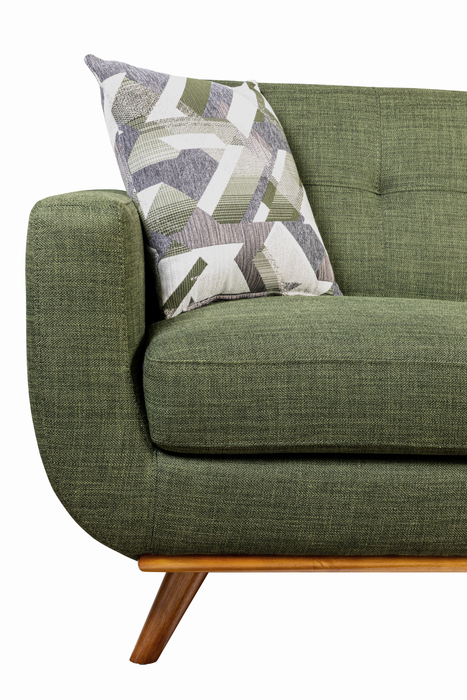 Sofa sectionnel Freeman de Kort & Co. 2 pièces po en tissu d’apparence lin avec pattes en bois - vert avocat