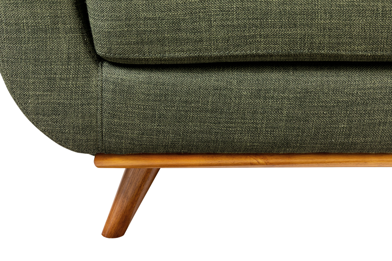 Sofa sectionnel Freeman de Kort & Co. 2 pièces po en tissu d’apparence lin avec pattes en bois - vert avocat
