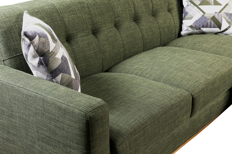 Sofa sectionnel Freeman de Kort & Co. 2 pièces po en tissu d’apparence lin avec pattes en bois - vert avocat
