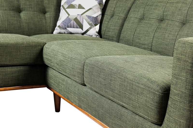 Sofa sectionnel Freeman de Kort & Co. 2 pièces po en tissu d’apparence lin avec pattes en bois - vert avocat