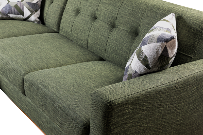 Sofa sectionnel Freeman de Kort & Co. 2 pièces po en tissu d’apparence lin avec pattes en bois - vert avocat