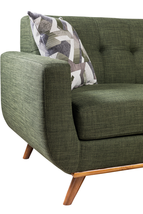 Sofa sectionnel Freeman de Kort & Co. 2 pièces po en tissu d’apparence lin avec pattes en bois - vert avocat