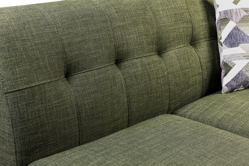 Sofa sectionnel Freeman de Kort & Co. 2 pièces po en tissu d’apparence lin avec pattes en bois - vert avocat