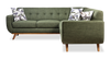 Kort & Co. Freeman 2-Piece Linen-Look Fabric Sectional with Wood Legs – Avocado Green | Sofa sectionnel Freeman de Kort & Co. 2 pièces po en tissu d’apparence lin avec pattes en bois - vert avocat