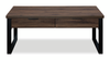 Table à café contemporaine Griffin de 46 po avec 2 tiroirs - brun foncé