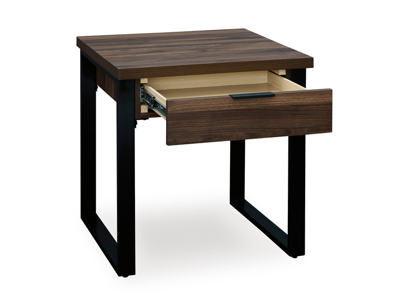 Table de bout contemporaine Griffin de 23,5 po avec rangement - brun foncé