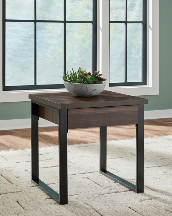 Table de bout contemporaine Griffin de 23,5 po avec rangement - brun foncé