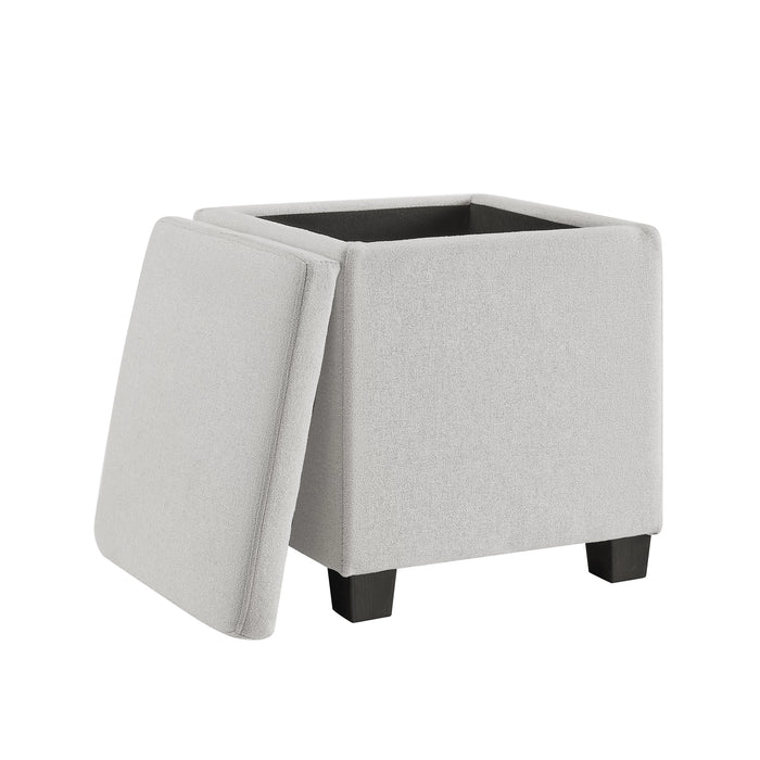 Pouf de rangement Halifax de 14,75 po en tissu - gris clair